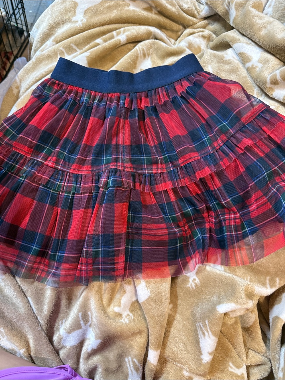 Vineyard Vines Red and Navy Plaid Tiered Mini Skirt